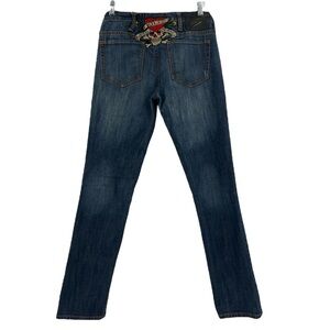 Ed Hardy straight leg logo streetwear retro jeans size 30 women’s